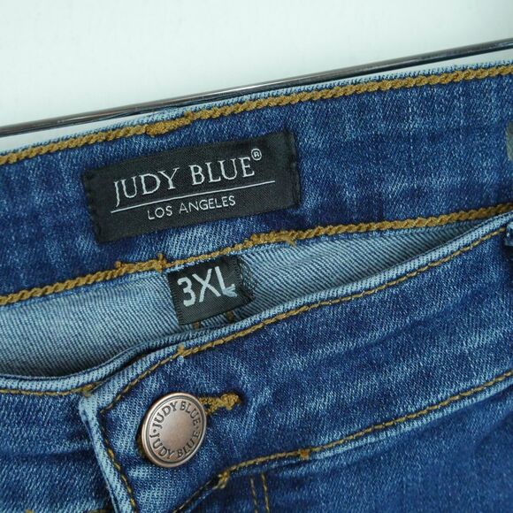 Judy Blue 3XL Jeans Skinny Fit Distressed Denim Plaid Contrast Grunge Western - Picture 2 of 11